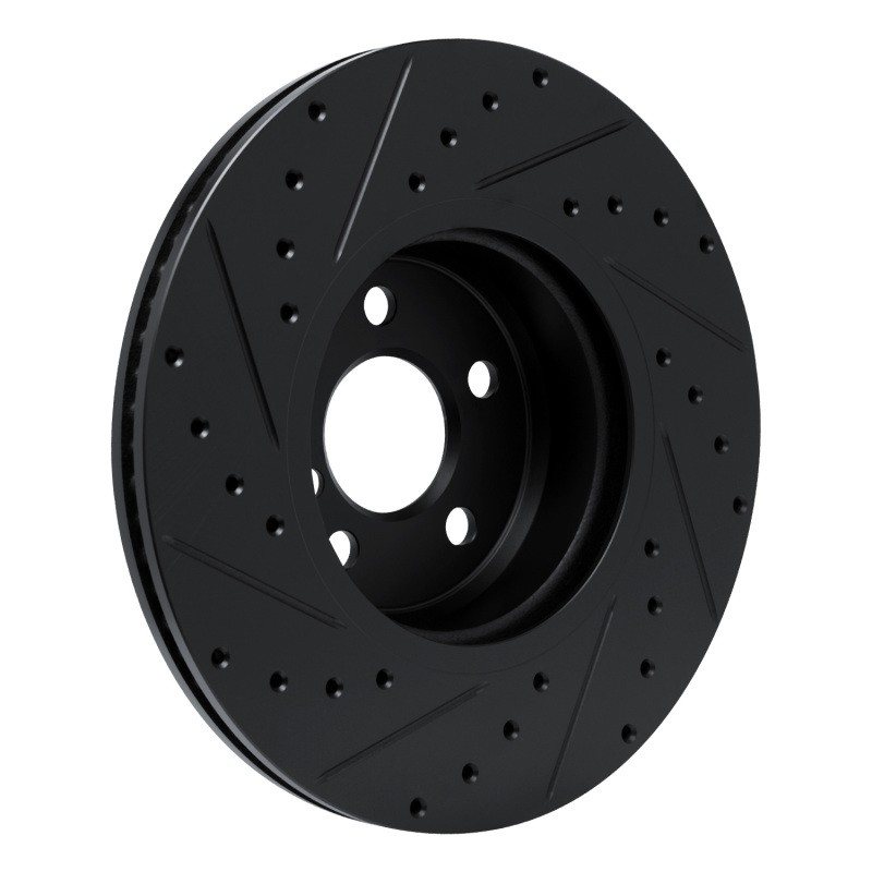 BMW 430i xDrive Gran Coupe Brake Rotor (1) - Front Left - R1 Concepts - Drilled & Slotted - Black - `18-`25